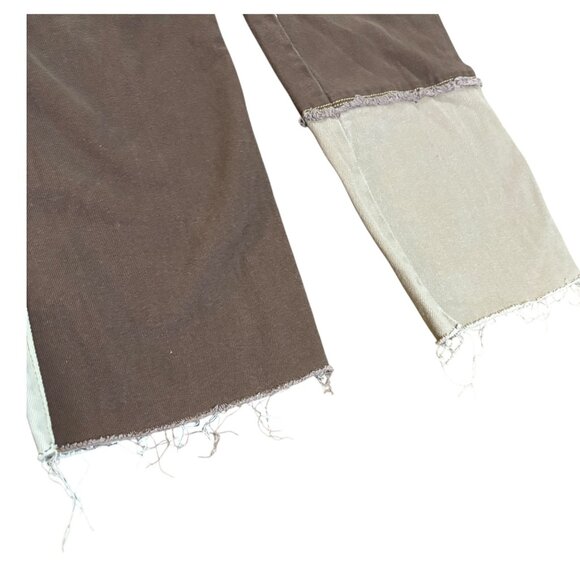 Hollister 3R 26/31 Ultra High Rise Dad Jean Brown Patchwork Raw Hem - Picture 2 of 7